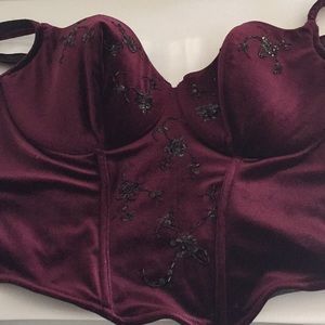 Beaded velvet bustier